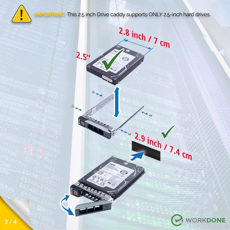WORKDONE 2-Pack 2.5" Hard Drive Caddy - Compatible for Dell PowerEdge Servers - 16th Gen T560 R660 R6615 R6625 R7615 R7625 R760 R760xs R760xa R860 R960 - SSD SAS SATA NVMe Tray - Setup Manual - Image 4